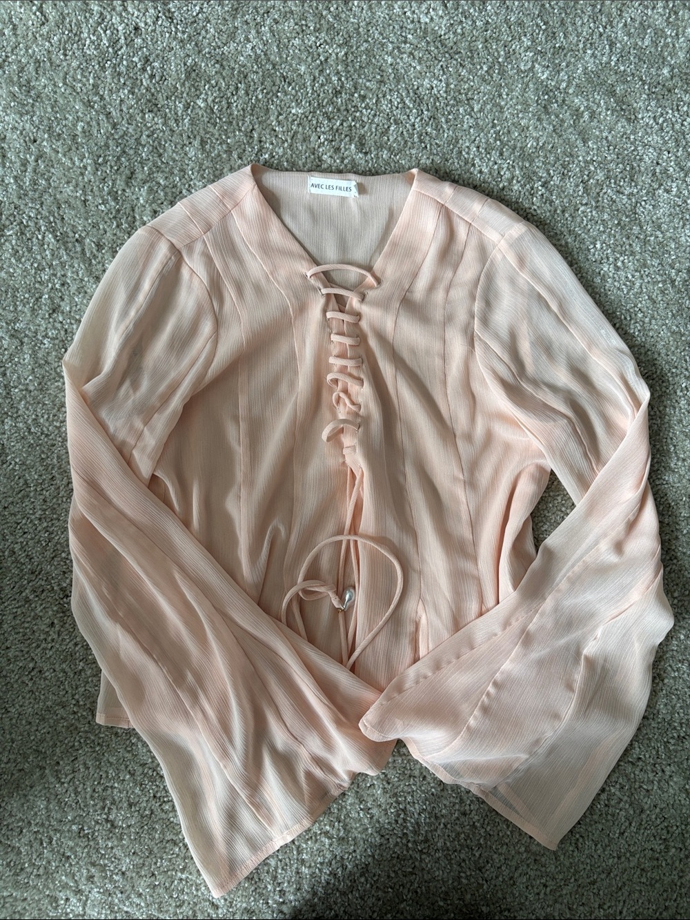 Blush Lace-Up Peasant Top